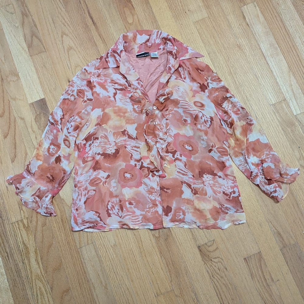Fashion Bug Silk Blouse in Orange and Pink